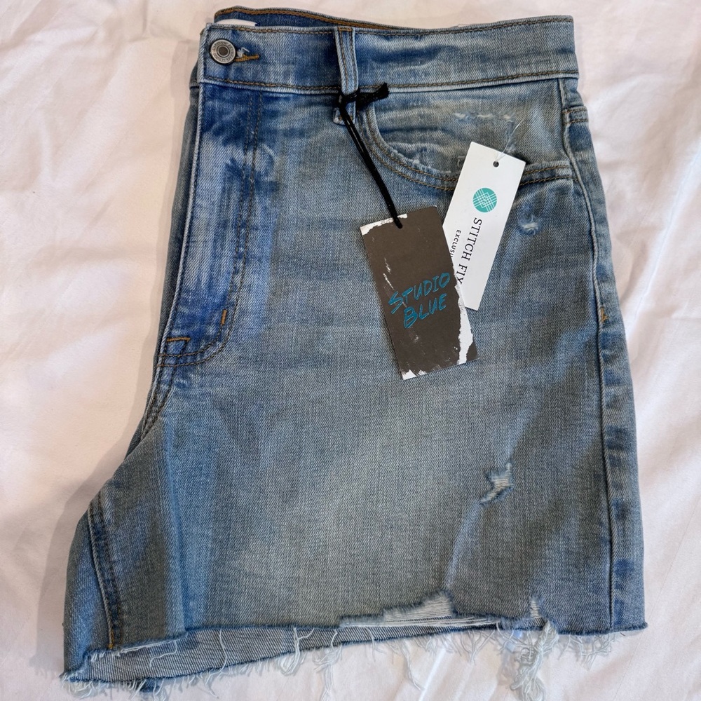 Studio Blue‎ Classic Distressed Denim Cut Off Shorts, Size 16